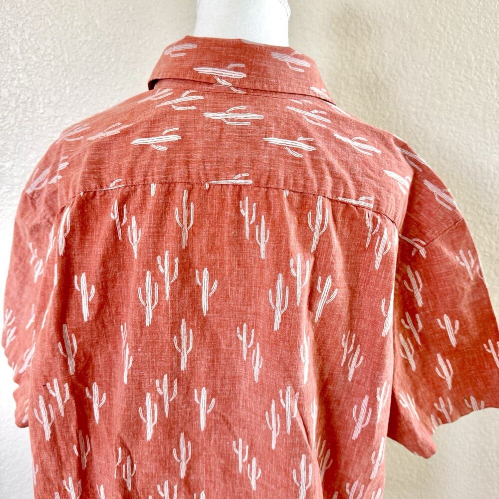 Goodfellow Shirt Men XXL Cactus Terracotta Button Northrop Western Short Sleeve - Picture 5 of 13